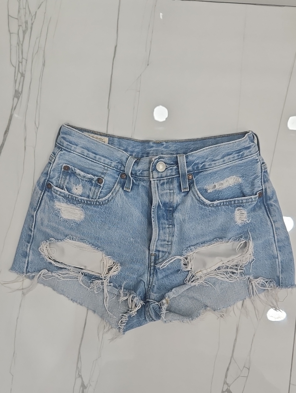 Levi's Light Blue Distressed Cutoff Denim Shorts